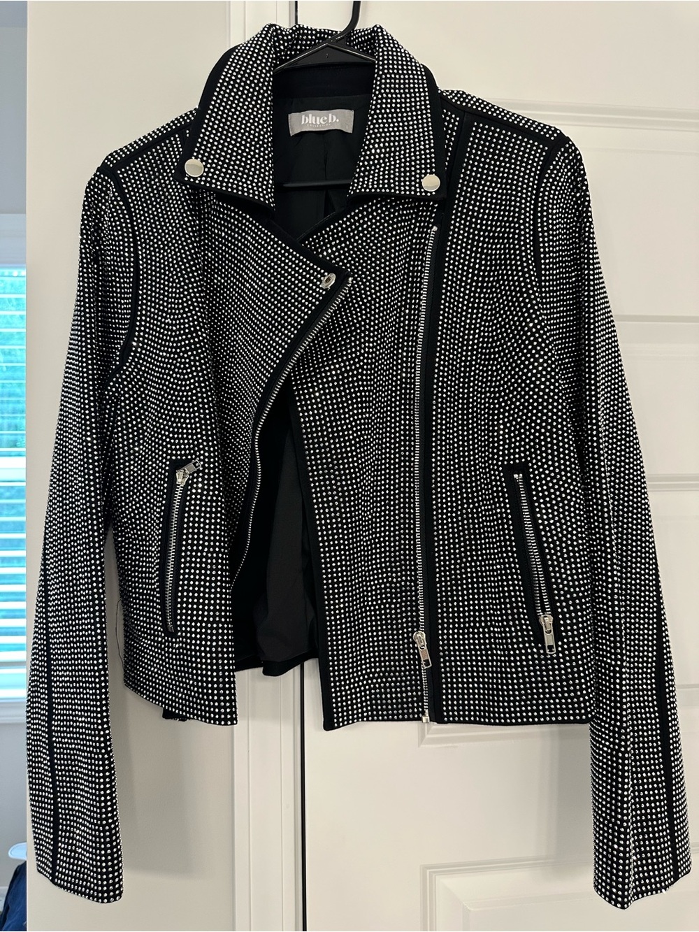 Blue b Black & White Studded Moto Jacket